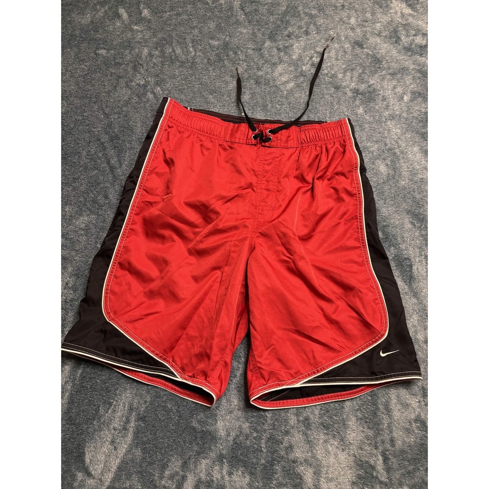 Nike Mens Athletic Shorts Red Black Knit Lined Size L RN37966 CA00158